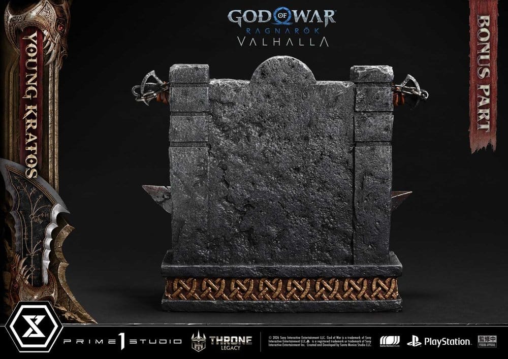 Throne Legacy God of War Series Statue 1/3 Ragnarok Young Thyself Kratos Bonus Version 91 cm