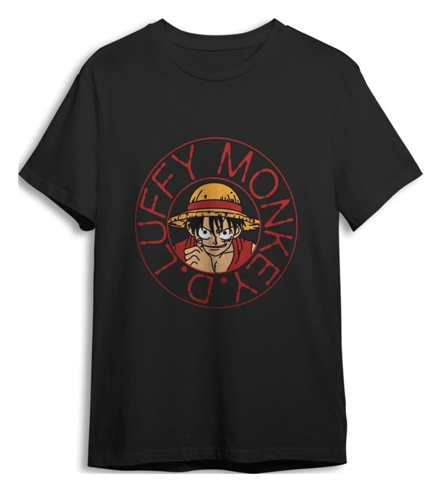 One Piece T-Shirt Monkey D. Luffy Black Size L