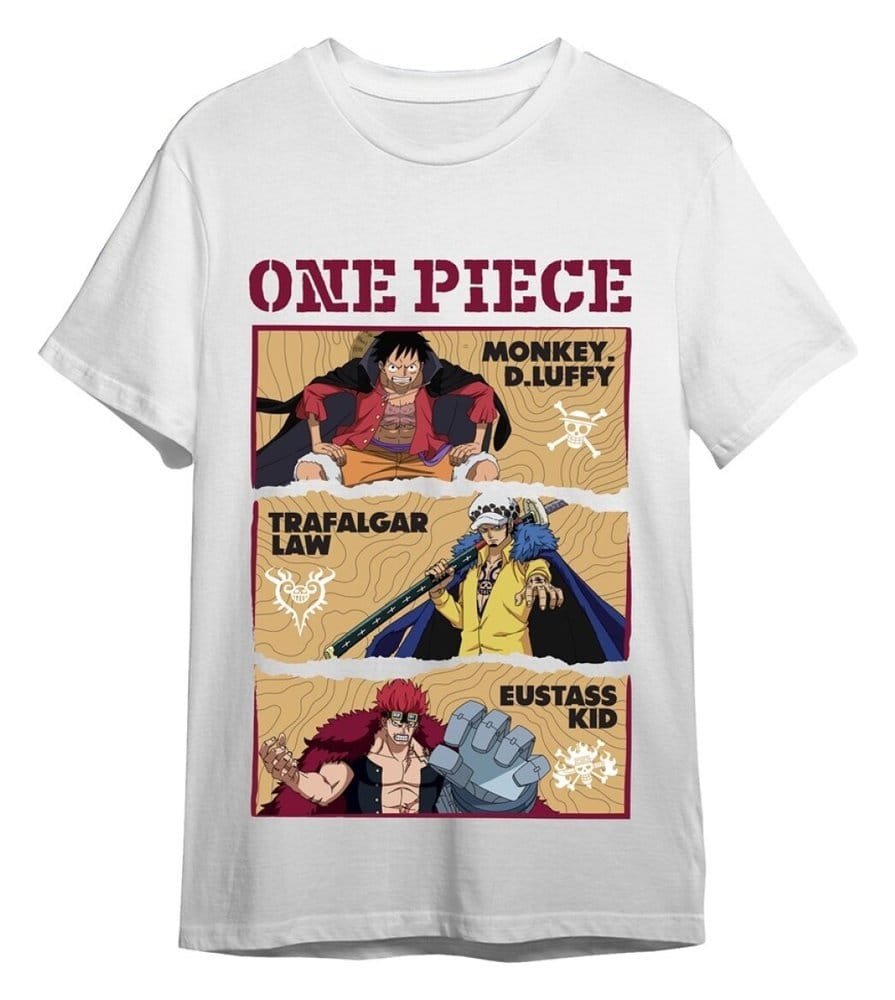 One Piece T-Shirt Monkey D. Ruffy & Trafalgar D. Water Law & Eustass White Size L
