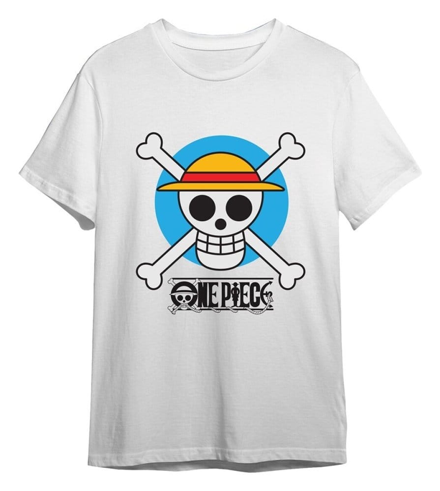 One Piece T-Shirt Circle Skull White Size M