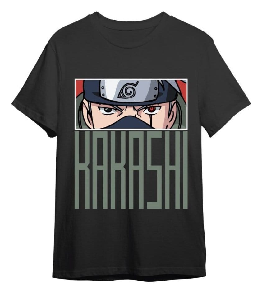 Naruto T-Shirt Kakashi Eyes Black Size S