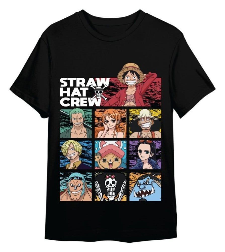One Piece T-Shirt Straw Hat Crew Black Size XL